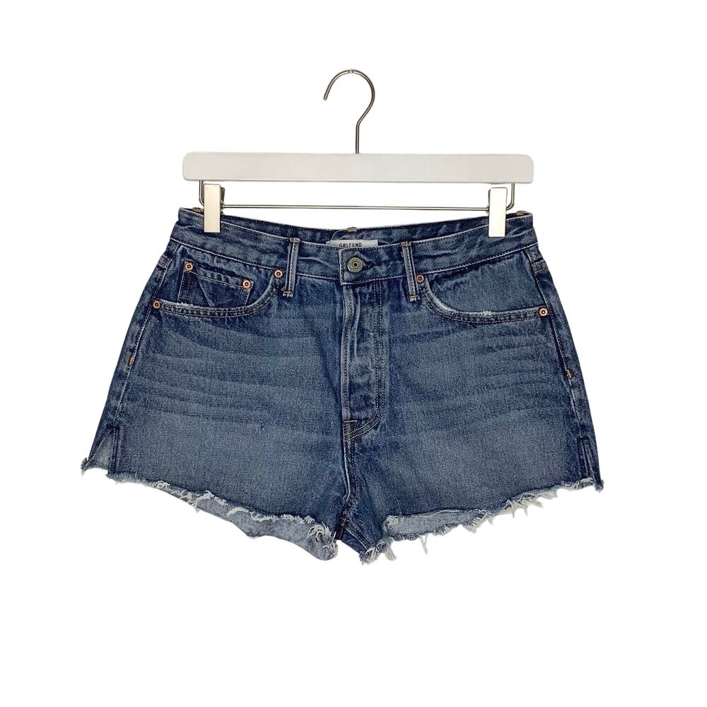 GRLFRND Cindy Cutoff Denim Jean Shorts Button Fly Side Slits 28